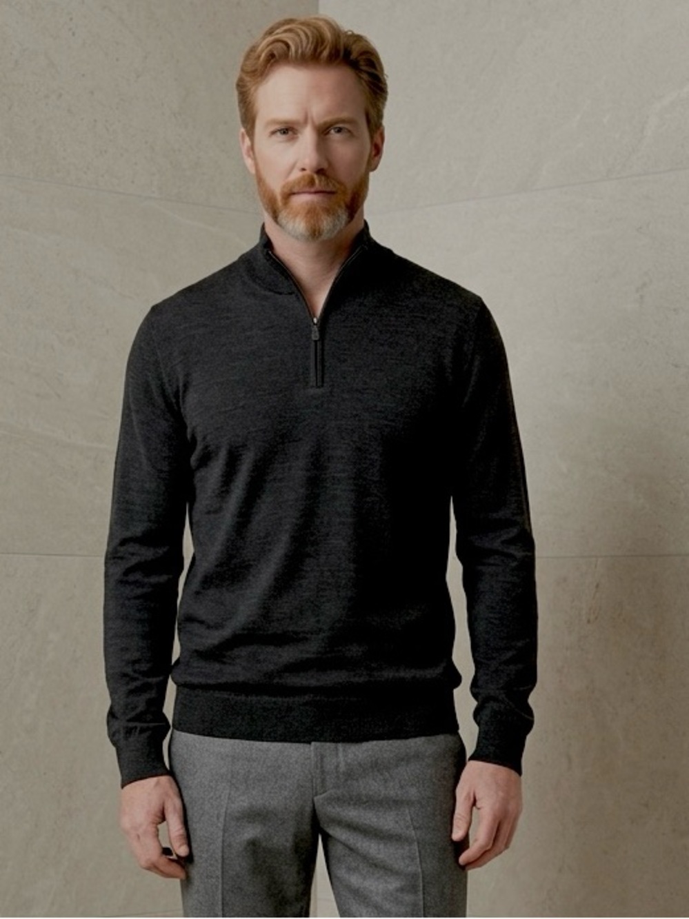 Alan Paine England Sweater XL Men’s Luxury Cashmere Cozy Silk Wool Black Jumper